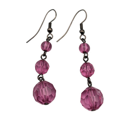 Vintage BARCS Silver TONE Amber Orange Glass CABOCHON Clip ON Earrings