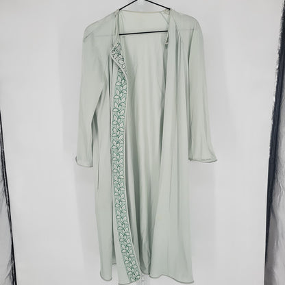 Vintage Vanity Fair Womens Sz L Nylon Antron III House Dress Robe Light Green