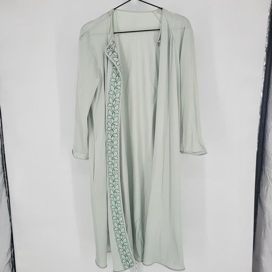 Vintage Vanity Fair Womens Sz L Nylon Antron III House Dress Robe Light Green