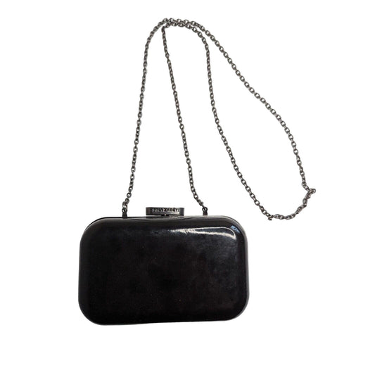 Kirna Zabete At Target Clutch Purse - Black Patent Hard Case Chain Strap