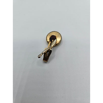 Vintage Fly Fishing Hook Gold Tone Tie Clip Clasp Red Lure