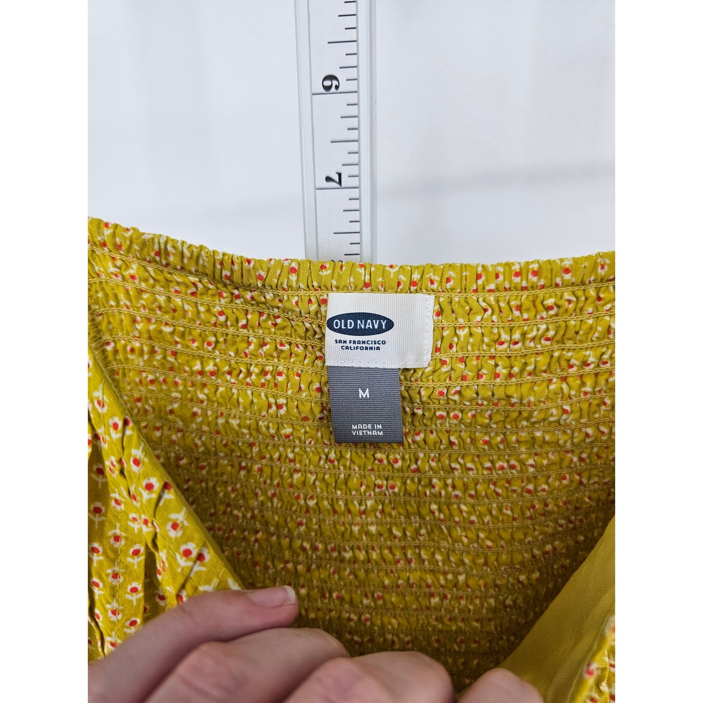 Old Navy Womens Sz M Sleeveless Sundress Dress Mustard Yellow Floral