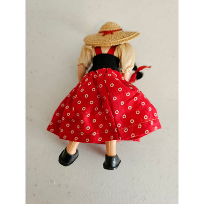 Vintage Eros Firenze Doll Folk Costume Florence Italy Red White Dress