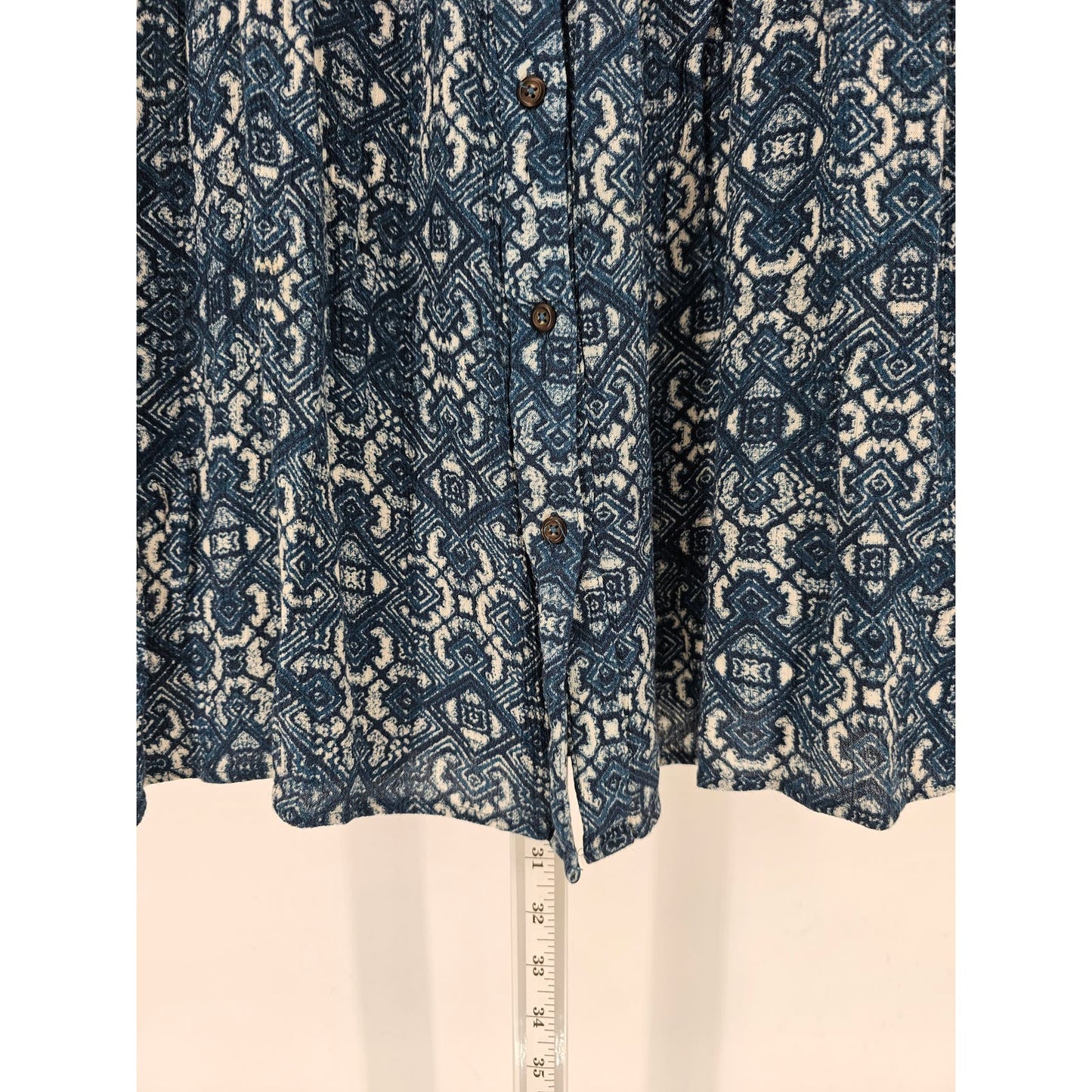 Vanessa Virginia Womens Sz XS Short Sleeve Blouse Blue Geometric Anthropologie