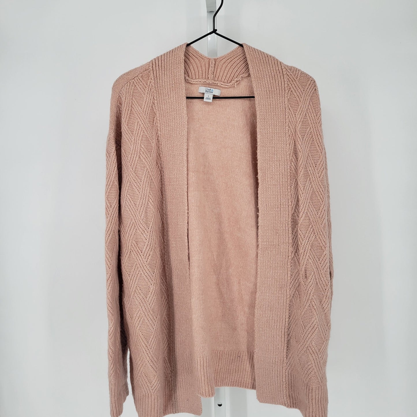 Croft & Barrow Womens Sz S Open Front Cardigan Sweater Light Blush Pink