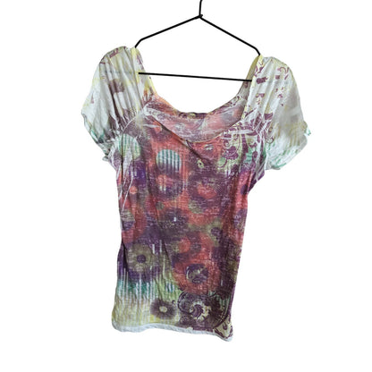 Romeo & Juliet Couture Womens Sz M Short Sleeve T Shirt Colorful