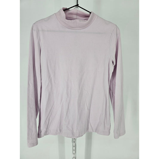 Croft & Barrow Womens Sz M Classic Tee Long Sleeve T Shirt Light Pink Mock Neck