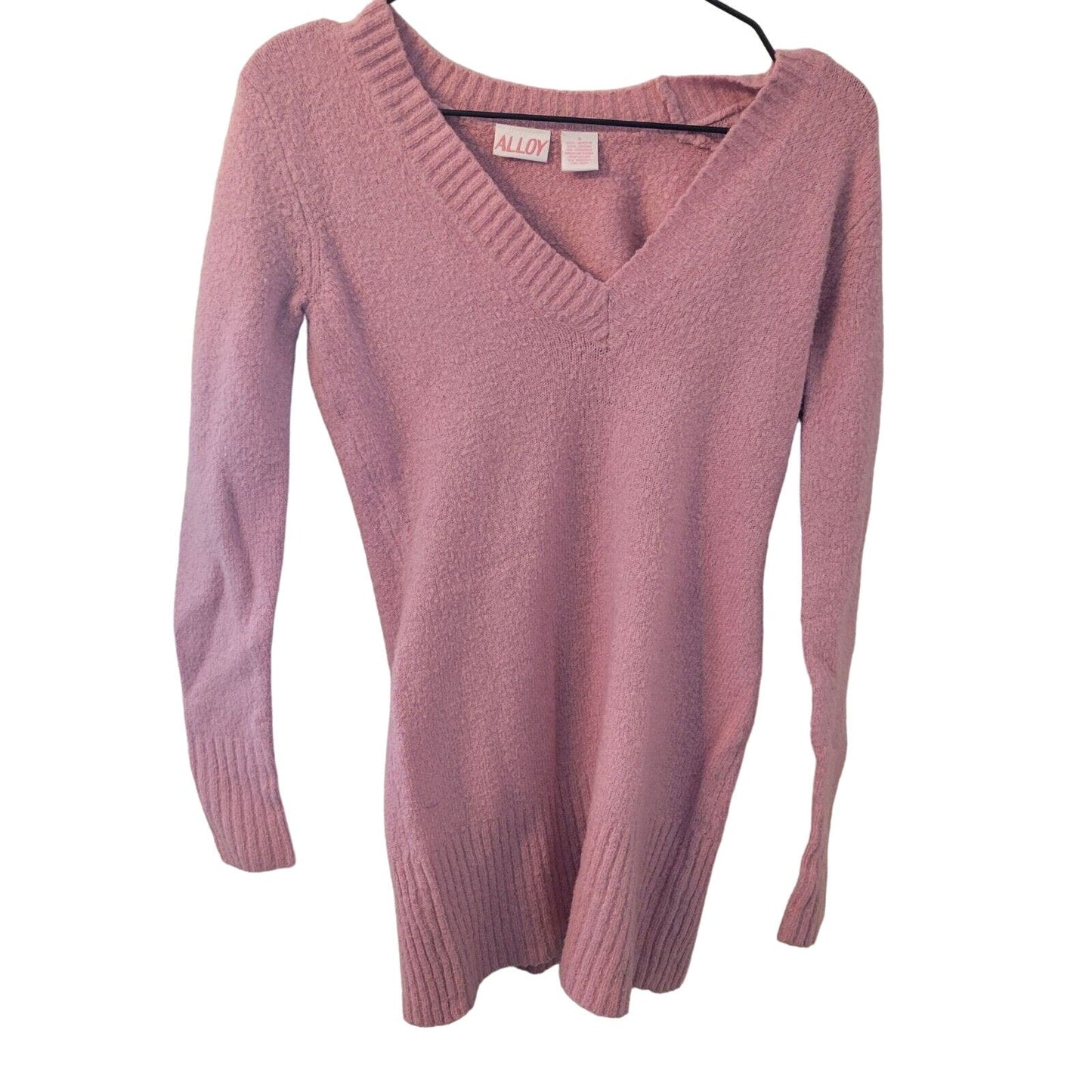 Vintage Alloy Womens Sz S Light Pink V Neck Fuzzy Sweater