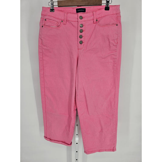 Charter Club Womens Sz 10 Capri Length Skinny Jeans Bright Pink Button Fly