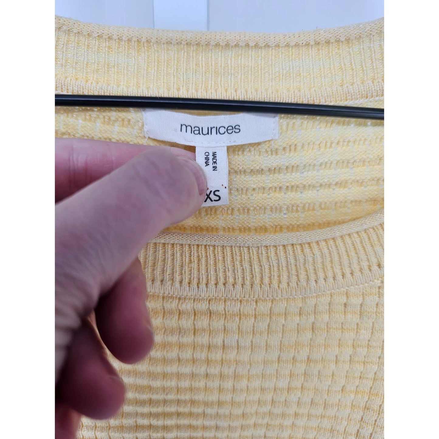 Maurices Womens Sz XS Long Sleeve Waffle Knit Top Butter Yellow Cinch Side