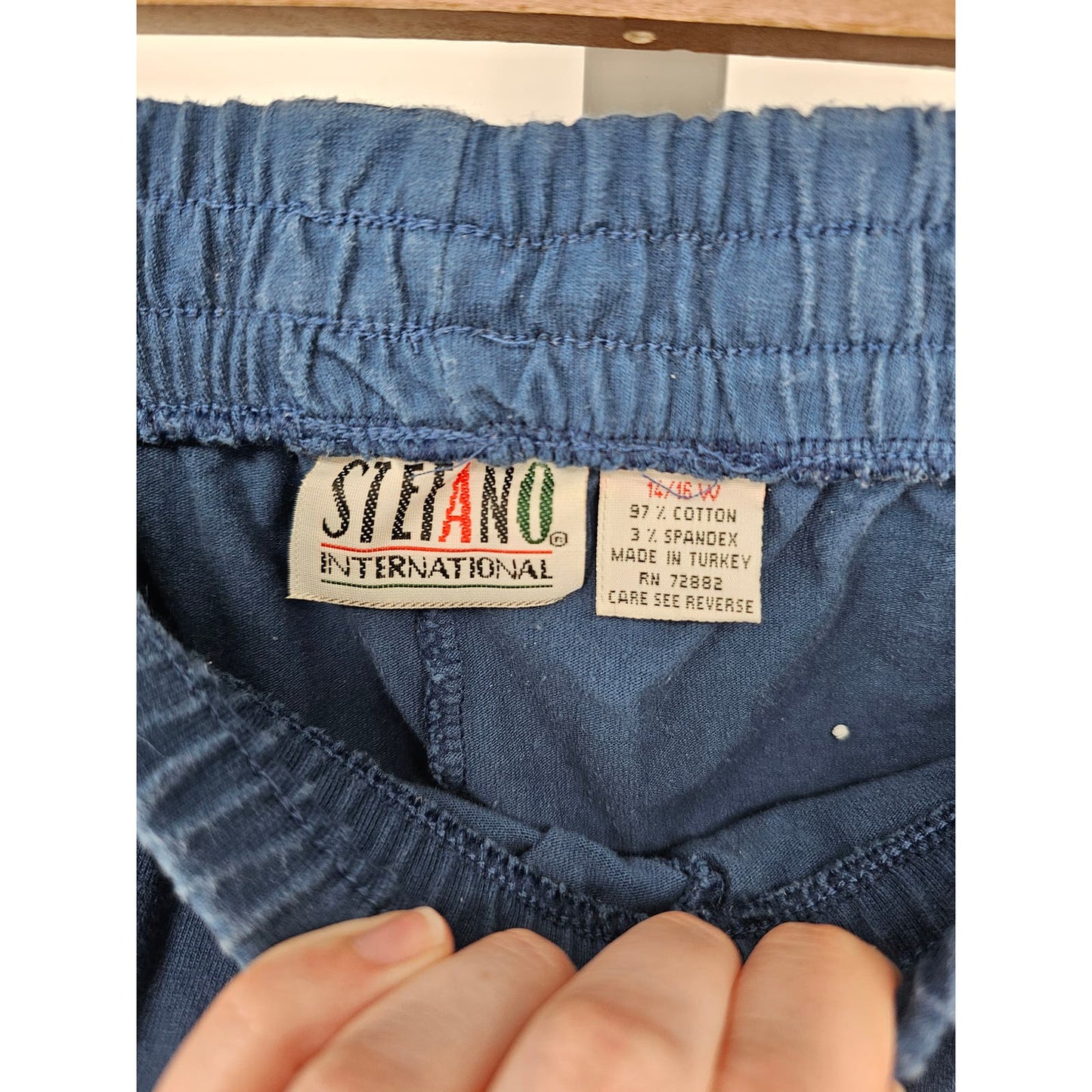 VTG 90s Stefano International Womens Sz 14 Pull On Stirrup Pants Navy Blue