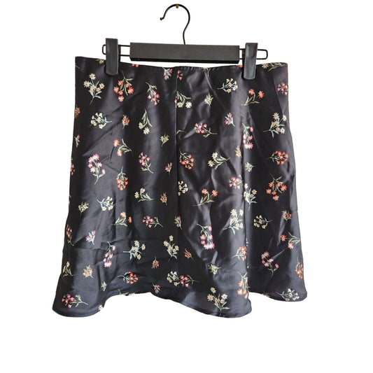 Vintage Y2K No Boundaries Juniors Sz M Black Satin Floral Skirt NEW