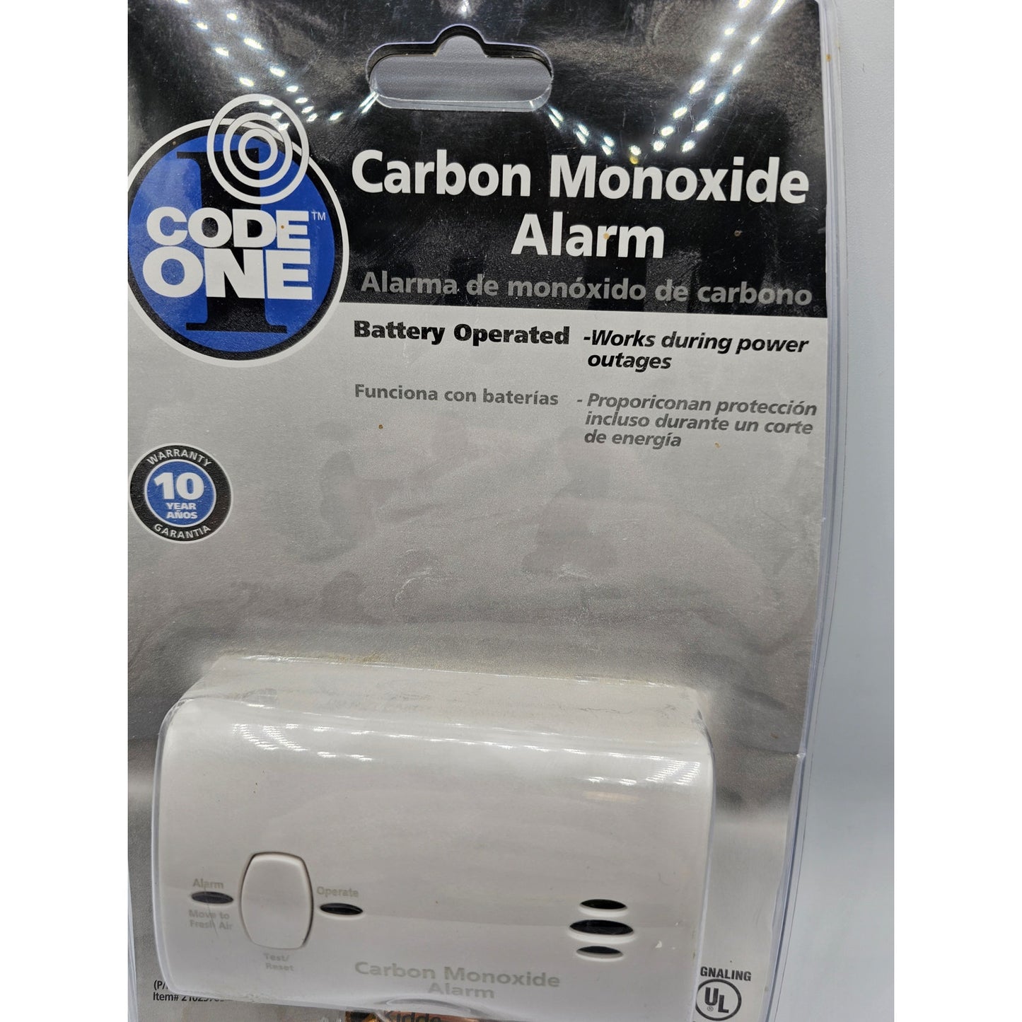 Code One Carbon Monoxide Alarm Battery Operated NEW