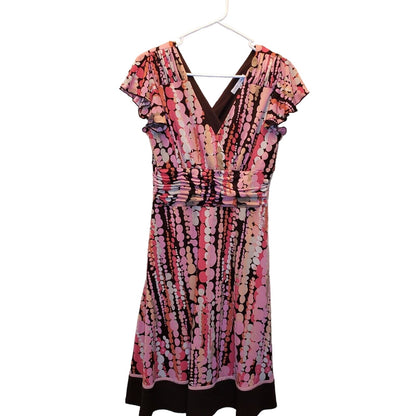 Vintage 1990s Sandra Darren Womens Sz 12P Petite Midi Dress Pink Polka Dot