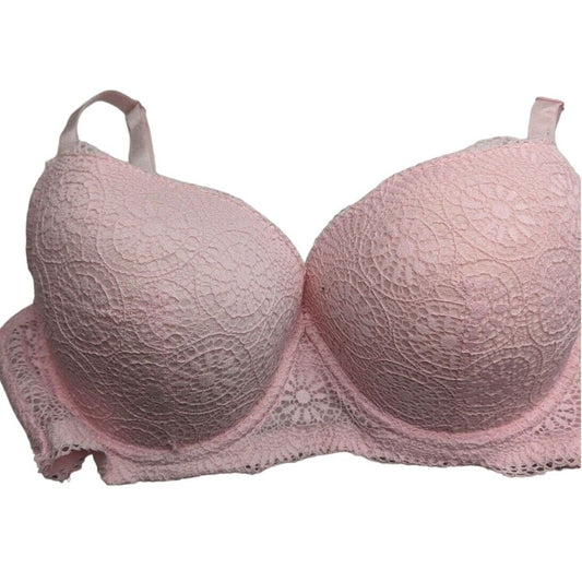 Vintage Y2K Womens Sz 38DD Padded Push Up Bra Light Pink Lace