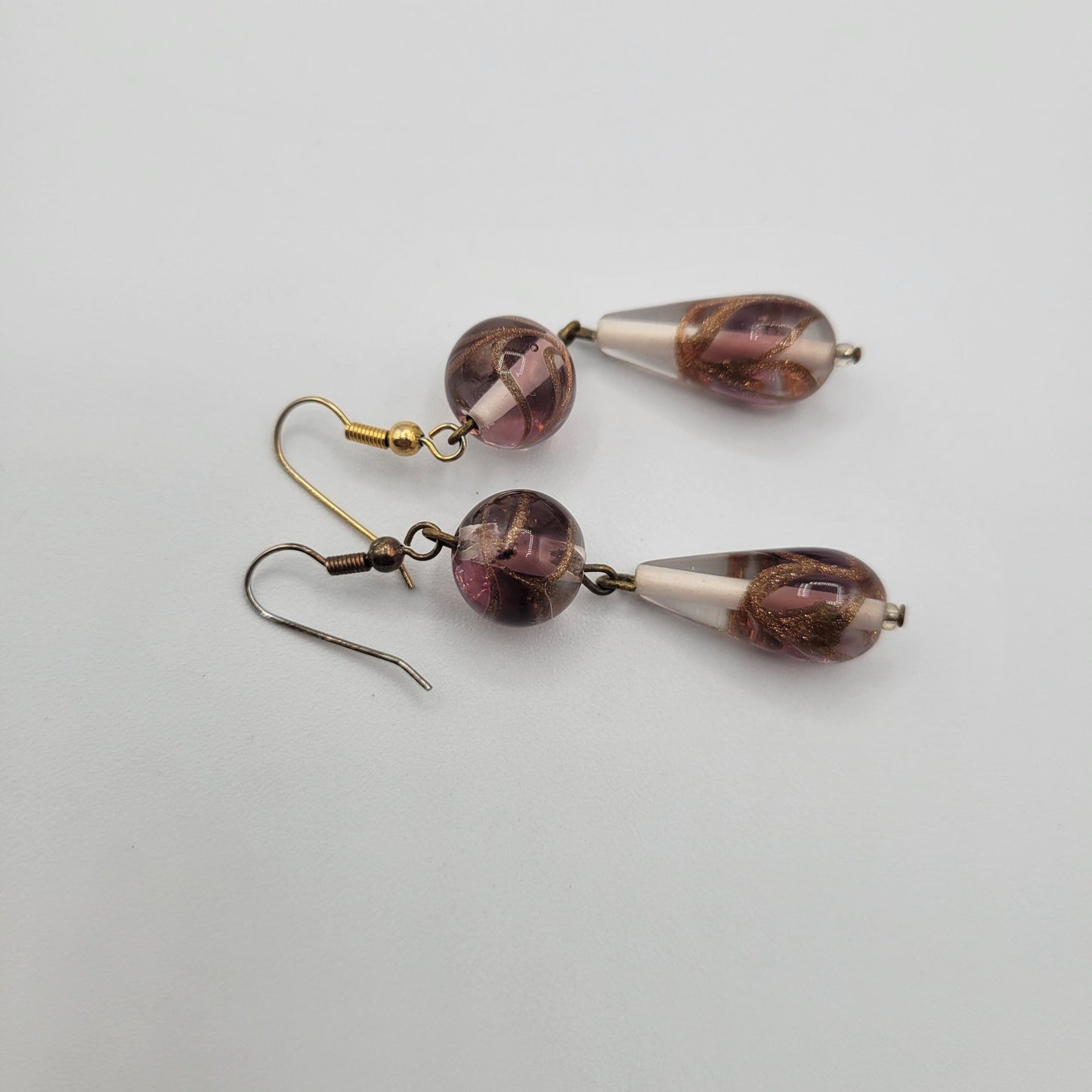 Vintage BARCS Silver TONE Amber Orange Glass CABOCHON Clip ON Earrings