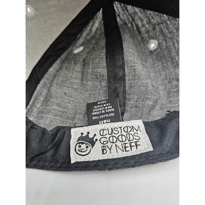 Neff Mens Snapback Baseball Hat Cap Black Gray Embroidered