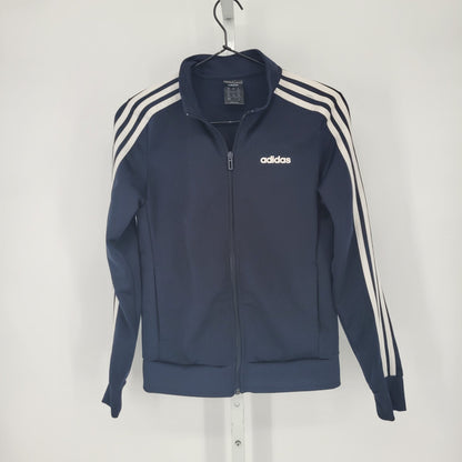 Adidas Womens Sz XS Zip Up Track Jacket Navy Blue Zip Up Athletic