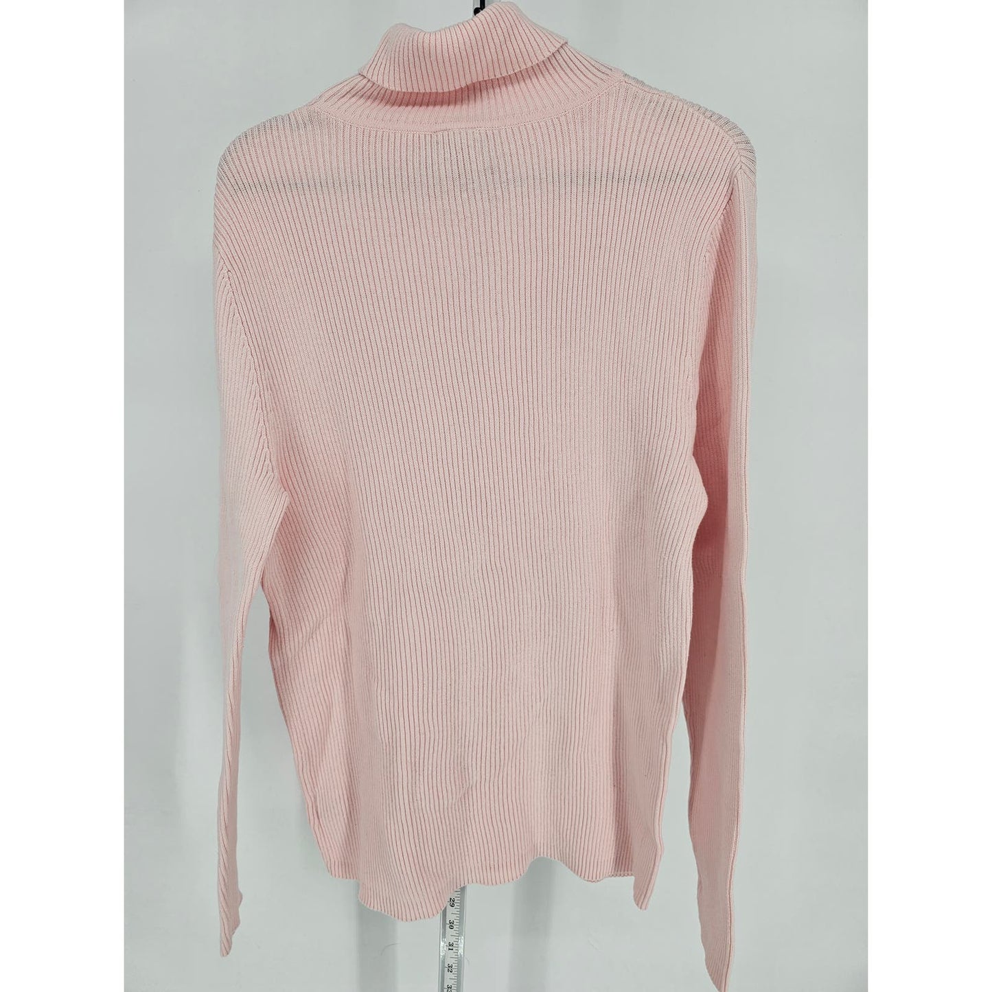 Vintage Y2K Faded Glory Womens Sz 1X Long Sleeve Turtleneck Top Light Pink Ribed