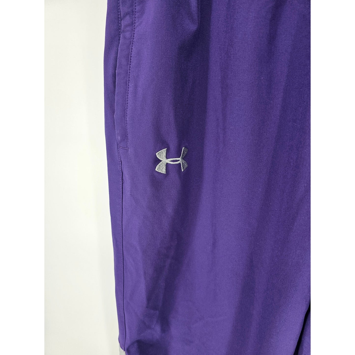 Under Armour Pants Mens Sz M Purple White Track Ankle Zip Wide Straight Loose