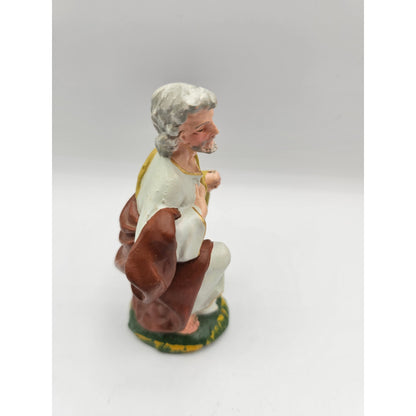 Vintage 1960s Paper Mache Christmas Nativity Figure Kneeling Wise Man Fontanini