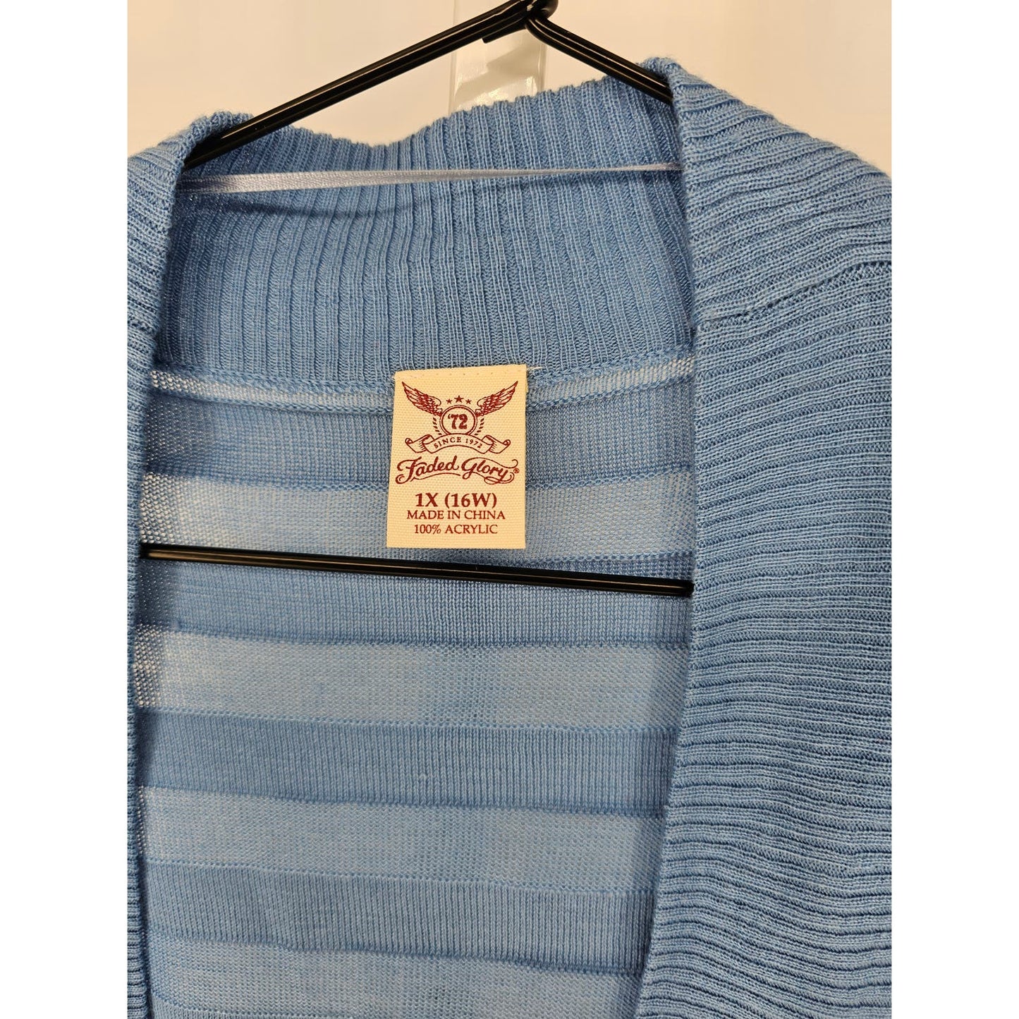 Faded Glory Womens Sz 1X Open Front Lightweight Cardigan Sweater Light Blue