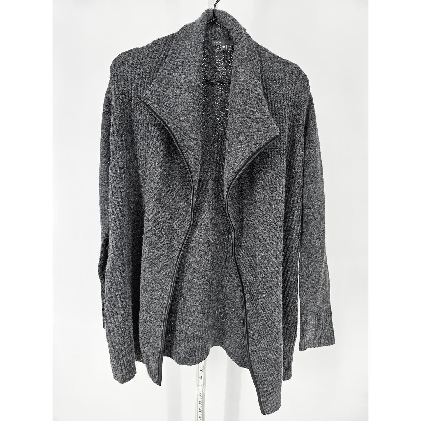 Vince Womens Sz XS Open Front Cardigan Sweater Charcoal Gray Wool Cashmere Blend