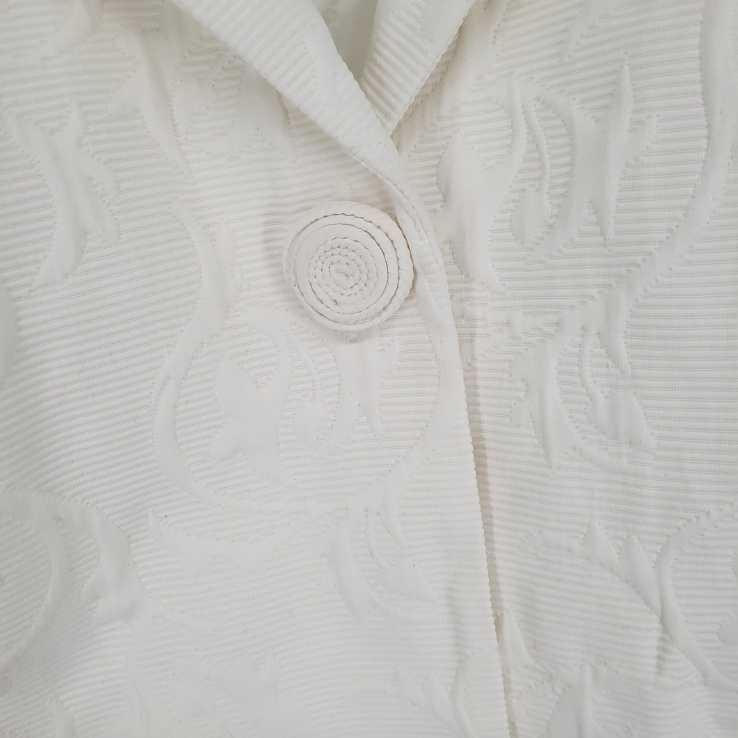 Willi Smith Womens Sz L Single Button Blazer Jacket White Flower Textured Formal