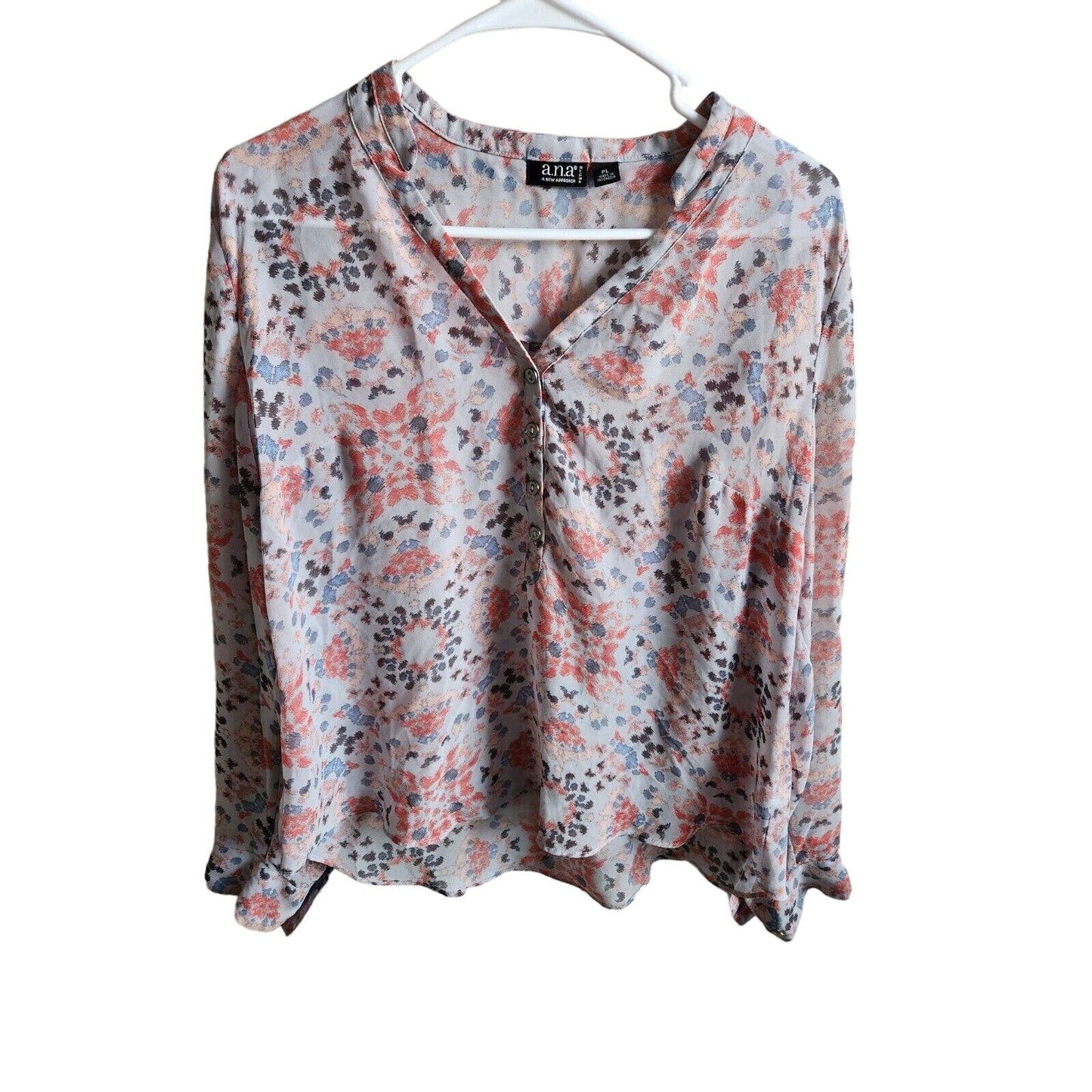 A New Approach Womens PL Petite Long Sleeve Blouse Pastel Abstract Print