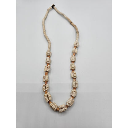 Vintage 1970s Voluta Shell Necklace Cream Beige Nautical Beach