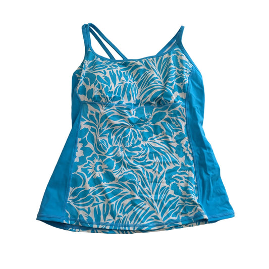 Lands' End Womens Sz 6 Tankini Swimsuit Top Light Blue White Floral
