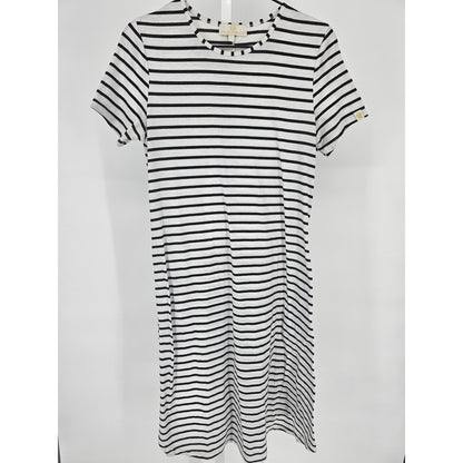 Simply Southern Womens Sz S Knee Length Short Sleeve Dress Black White striped