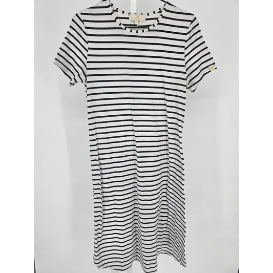 Simply Southern Womens Sz S Knee Length Short Sleeve Dress Black White striped