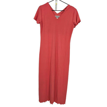 Vintage 1990s Passports Women Sz M Maxi Length Short Sleeve Dress Pink