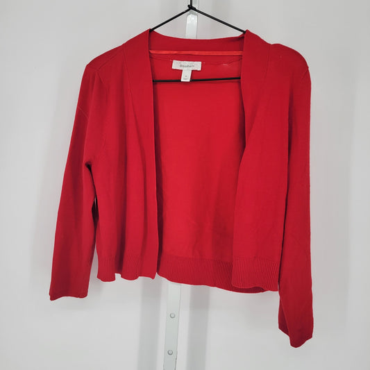 Dressbarn Womens Sz 10 Cropped Shrug Cardigan Sweater Cherry Red