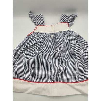 Copper Key Girls Sz 2T Knee Length Gingham Dress Sailboat Applique Vintage