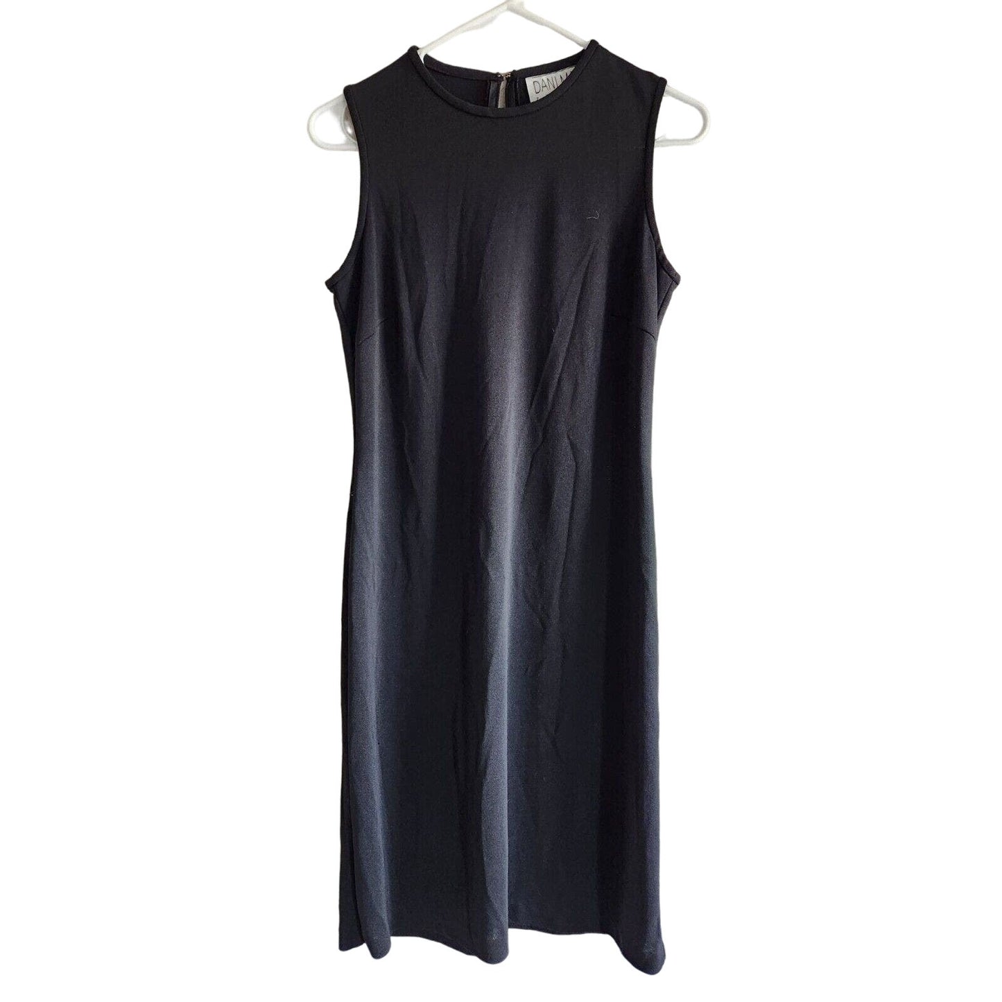 Dani Max Petite 8P Solid Black Sheath Dress Sleeveless Vintage