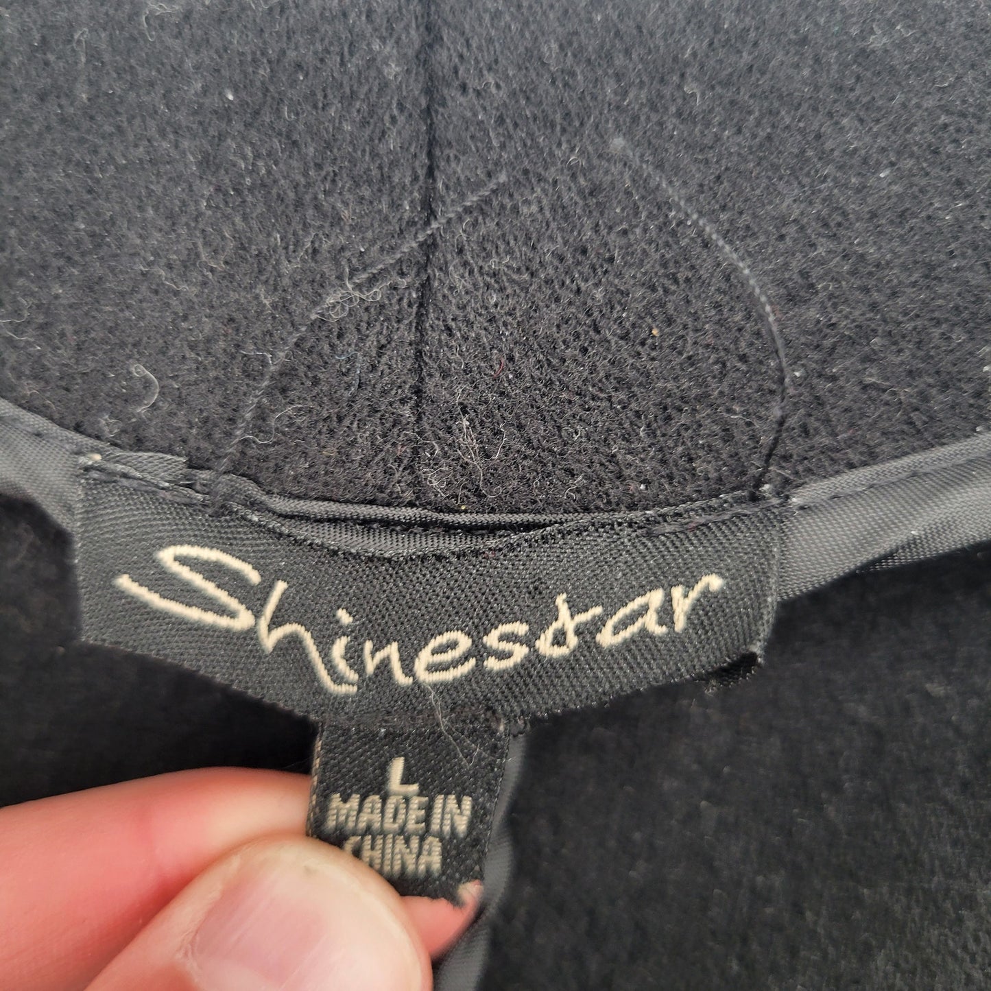 Shinestar Womens Sz L Midi Length Trench Coat Felt Heavy Black Warm