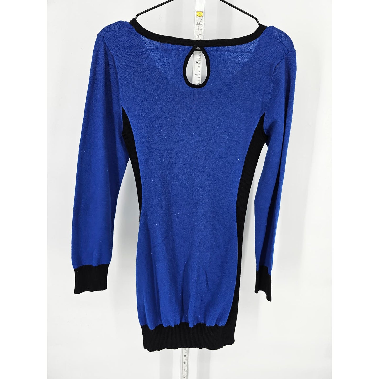 Vintage Y2K Heart N Crush Womens Sz M Mini Sweater Dress Blue Long Sleeve