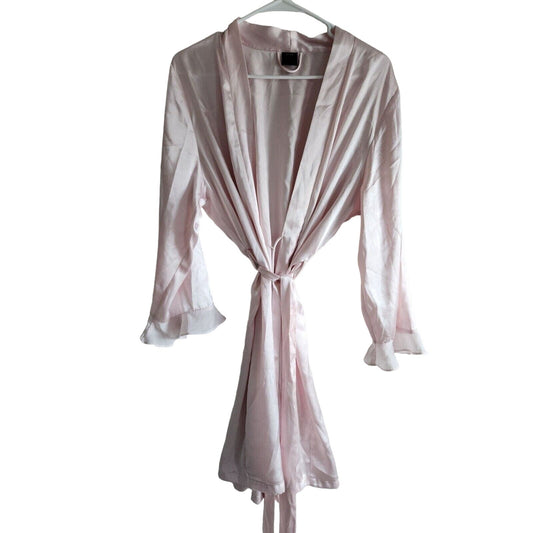 Apt 9 Intimates Womens Sz L Knee Length Satin Bathrobe Robe Light Pink