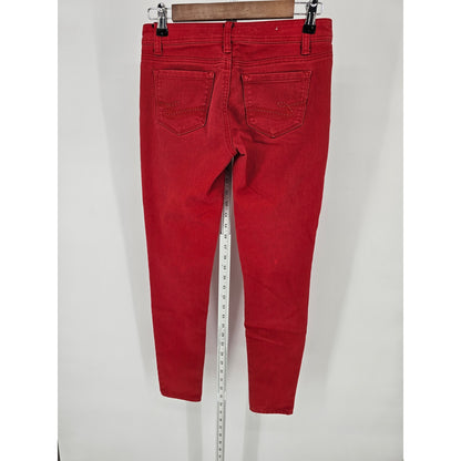 Rue 21 Juniors Sz 3 Low Rise Skinny Jeans Bright Red Y2K