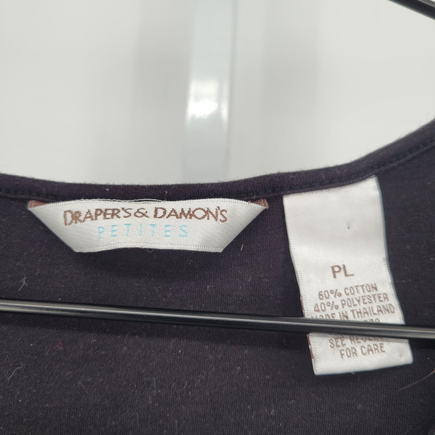 Drapers & Damons Womens Sz PL Petite Cotton Blend Tank Top Black Rhinestone Neck