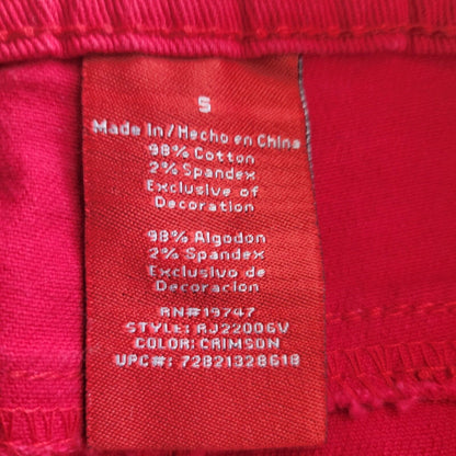 Red Rivet Juniors Sz 5 Denim Shorts Red Distressed Mini