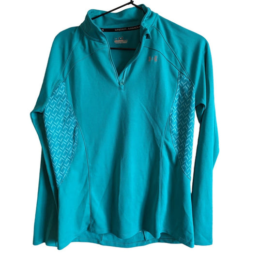 Under Armour Womens Sz M 1/4 Zip Athletic Fitted Jacket Light Teal