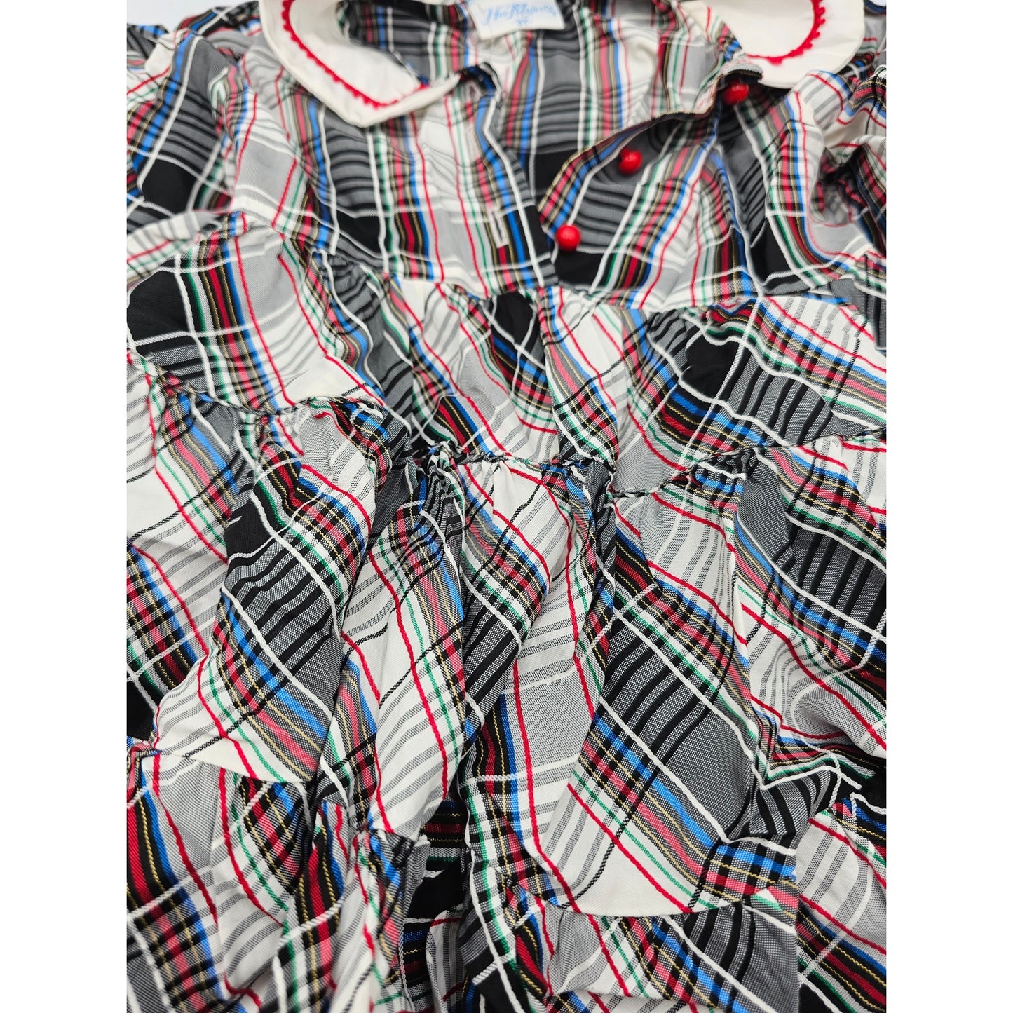 Her Majesty Toddler Girls Sz 3T Circle Formal Dress Black Red Plaid Collared