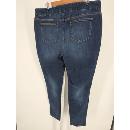 Chicos Womens Sz 2R (XL) Pull On Jegging Blue Jeans Dark Wash