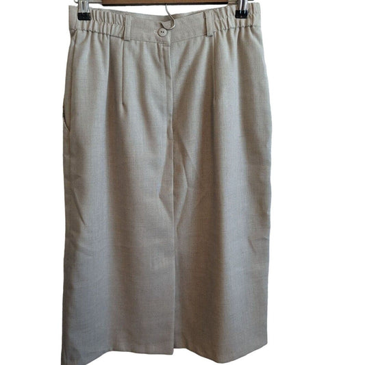 Vintage Laura Gayle Womens Sz 10 Taupe Midi Pencil Skirt 1970s