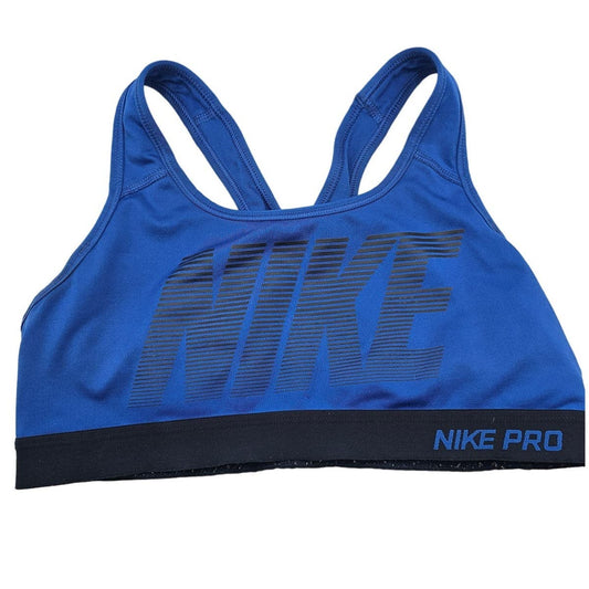 Nike Pro Womens Sz M Sports Bra Blue Black Racerback Compression