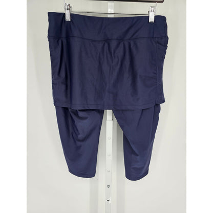Skirted Legging Skort Womens sz L Navy Blue Tennis Legging UPF 50+