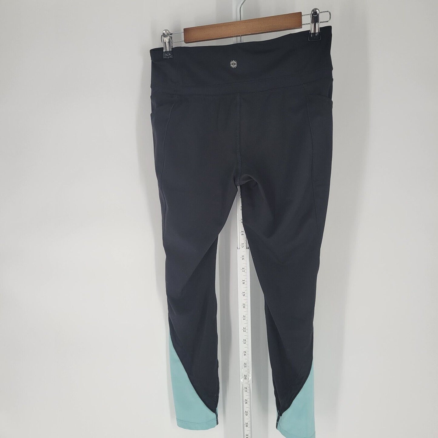 Tangerine Womens Sz S Cropped Athletic Leggings Mid Rise Black Blue Compression